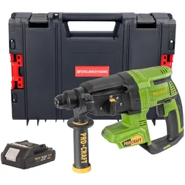 PROCRAFT PHA40bb Akku Bohrhammer 20 V 2,6 J SDS plus + 1x Akku 2,0 Ah + Toolcase
