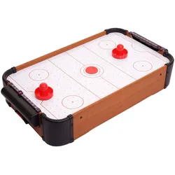 Mini Air Hockey MCW-J10, Tischspiel Lufthockey inklusive Zubehör, Holz 56x30x10cm