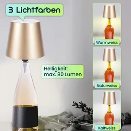 ideoon lights Akku Flaschenlampe Gold 2 St.
