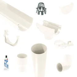 Kunststoff Dachrinnen Sparpaket 4 m | Ø 100/75 mm | Farbe Weiß