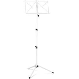 Classic Cantabile 100 Notenständer Medium - Notenpult aus Metall - mittelschwere Ausführung - höhenverstellbar 65-130 cm - Notenauflage 47 x 25 cm - Seitenhalter - rutschfeste Gummifüße - Weiß
