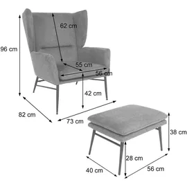MCW Lounge-Sessel mit Ottomane MCW-L62, Sessel, Polstersessel Cocktailsessel Hocker, Stoff/Textil ~ grün