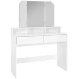 ML-Design - Schminktisch, Frisiertisch Mit 3-tlg. Klappspiegel Und 2 Schubladen, 100 X 40 X 140 Cm, Weiß, Modern, Kosmetiktisch Mit 3 Offenen Fächern, Frisierkommode Schminkkommode Kommode Make-up Tisch