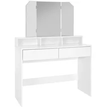 ML-Design - Schminktisch, Frisiertisch Mit 3-tlg. Klappspiegel Und 2 Schubladen, 100 X 40 X 140 Cm, Weiß, Modern, Kosmetiktisch Mit 3 Offenen Fächern, Frisierkommode Schminkkommode Kommode Make-up Tisch