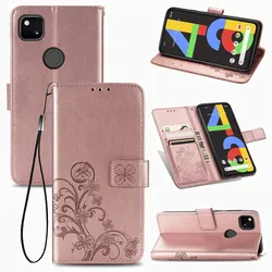 Hülle Handy Schutz für Google Pixel 4A Case Flip Cover Tasche Etuis Bumper Rosa