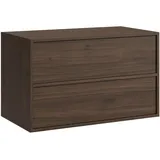 Badplaats Waschbeckenunterschrank Mali 2 Schubladen 80 x 54 x 46 cm Walnuss Braun