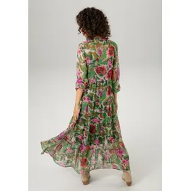 Aniston CASUAL Maxikleid Blumendruck Batik-Look Mehrfarbig 40