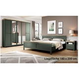 Lomadox Schlafzimmer-Set EPSOM-83, (Spar-Set, 4-tlg), Doppelbett Liegefläche 180x200 cm in grün mit Lefkas Eiche Nb. grün