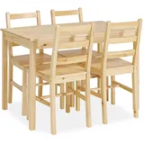 Homestyle4u Essgruppe mit 4 Stühlen Holz Natur 3062