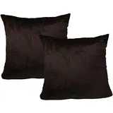 Jack 2er Set Teddy Flausch Kissenhülle Kissenbezug in Braun | Gr.: 50x50 cm
