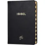 Christliche Literaturverbreitung Schlachter 2000 Bibel – Standardausgabe (Kalbsleder, flexibler Einband, schwarz, Goldschnitt, mit Griffregister): Standardausgabe, Cover: schwarz / Fadenheftung