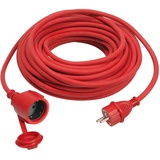 as - Schwabe as Schwabe Gummi-Verlängerungsleitung 25 m Kabel mit Schutzkontaktstecker, Schutzkontaktkupplung inkl. Schutzkappe "– 230 V / 16 A Verlängerungskabel Rot,