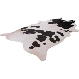 OBSESSION Fellteppich My Toledo 190, fellförmig, Höhe: 5 mm, Kunstfell, gedruckte Kuhfell-Optik, ideal im Wohnzimmer & Schlafzimmer schwarz