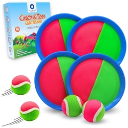 AllBlue products Spielzeug-Gartenset Outdoor Klettballspiel für Kinder - Wurfspiel-Set für 4 Spieler, (9-tlg)