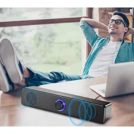 zenwire Mini-Soundbar - Computerlautsprecher - 2.0 USB - für Laptop und Computer - für PC - LED - 18 W - Schwarz