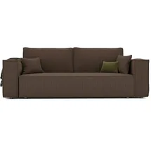 GREKPOL Schlafsofa mit Bettkasten 240x105 - Cord Braun Sofa mit schlaffunktion - Couch mit Schlaffunktion - Sofa 3 Sitzer - Wohnzimmer Couch - Schlafcouch