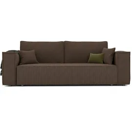 GREKPOL Schlafsofa mit Bettkasten 240x105 - Cord Braun Sofa mit schlaffunktion - Couch mit Schlaffunktion - Sofa 3 Sitzer - Wohnzimmer Couch - Schlafcouch