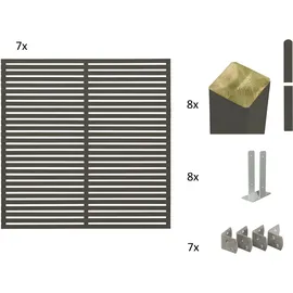 Plus Sichtschutzelement 180 x 180 cm grau Massivholz