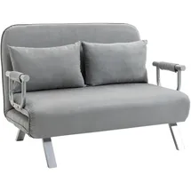Homcom Schlafsofa Zweisitzer mit Bettfunktion, Einzelbett mit Kissen, Samt