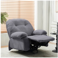Merax TV-Sessel mit 360° Drehfunktion und Timer, Relaxsessel mit Fernbedienung, Massagessel elektrisch mit Vibration und Wärmefunktion, Fernsehsessel grau
