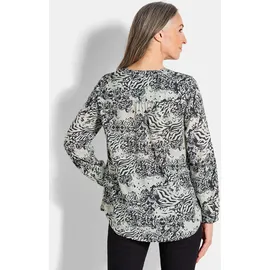 GOLDNER Florale Druckbluse mit V-Ausschnitt schwarz 23