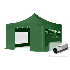 TOOLPORT Faltpavillon 4 x 4 m inkl. 4 Seitenteile Dunkelgrün