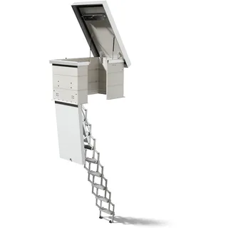 DOLLE Flachdachausstieg clickFIX® vario Aluminium-Scherentreppe 130 x 70 cm 2 Zwischenrahmen 347 – 386 cm Raumhöhe