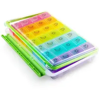Pillendose 7 Tage 4 Fächer,Tablettenbox 7 tage Morgens Mittags Abends Nachts, Pillenbox 7 Tage, Tablettendose Medikamentenbox Tabletten Wochenbox mit Große Fächer für Medikamente, Vitamine, Fischöl