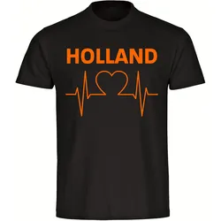 multifanshop Herren T-Shirt - Holland - Herzschlag - Druck orange - Männer