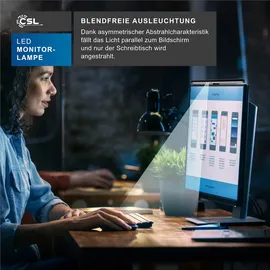 CSL LED Monitorlampe, Bildschirmlampe mit Fernbedienung, Schreibtischlampe, Screenbar, 8W, Monitor Lampe, mehrere Helligkeitsstufen, 3 Lichtfarben