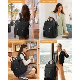 Rucksack Damen Groß 18 Zoll Wasserdicht Schwarz