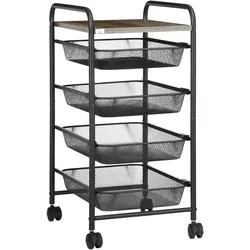 HOMCOM Rollwagen Spanplatte, Stahl