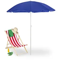 Relaxdays Sonnenschirm, Ø 160 cm, knickbar, höhenverstellbar, UV-Schutz, Strandschirm