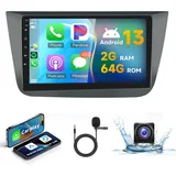 2G+64G Wireless Carplay Android 13 Autoradio 2 Din für Seat Altea 2004-2015 Toledo 2004-2009 mit Android Auto Navi GPS WIFI 9 Zoll Autoradio mit Mirror Link Bluetooth FM/RDS/DAB/OBD/SWC Rückfahrkamera