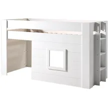 58 aufm Kessel BETT mit Vorhang Karola 215x120x96 aus MDF in Weiß | Gr.: onesize