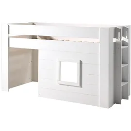 58 aufm Kessel BETT mit Vorhang Karola 215x120x96 aus MDF in Weiß | Gr.: onesize