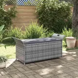vidaXL Sitzbank mit Stauraum und Kissen Grau 138 cm Poly Rattan