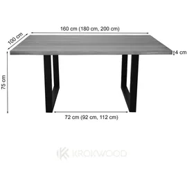 Krok Wood Esstisch Dublin aus Massivholz in Eiche mit Metallbein 160x100x75 cm - Naturbelassen