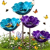 TETGSET Blumen Gartenstecker VogelträNke, 2026 Neu Metall Blumen Gartenstecker, BienenträNke, Schmetterlinge Insekten Tränke für Den Garten, VogelträNke Futterschale Rasen & Balkon (4pcs *C)