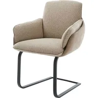 DeLife Polsterstuhl Luan-Flex, mit Armlehnen Freischwinger flach Schwarz Materialmix