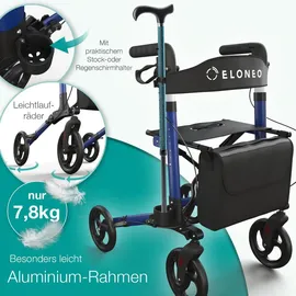 eloneo Leichtgewicht Rollator mit Sitz blau
