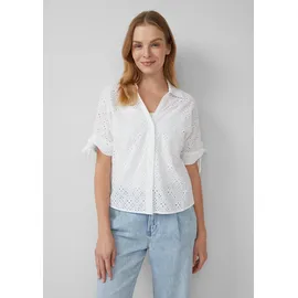 s.Oliver Lockere Bluse mit Lochstickerei und Knotendetail - Weiß - 38