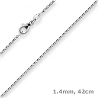 Schmuck Krone Goldkette 1,4mm Panzerkette aus 585 Weißgold 42cm, Gold 585 silberfarben