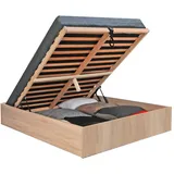 le quai des affaires Kastenbett Bilbao 160x200 cm, + Bettkasten / Eiche gebleicht/ 206x167x33