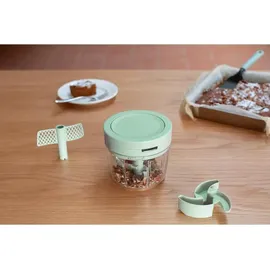 Brabantia TASTY+ Manueller Lebensmittelzerkleinerer | Handbetriebener Minizerkleinerer mit Edelstahlklingen | Zerkleinern und Verquirlen | Kompaktes Küchenwerkzeug | Jade Green