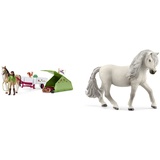 SCHLEICH 42533 Spielset - Horse Club Sarahs Campingausflug (Horse Club), Mix & 13942 Spielfigur -Islandpony Stute Horse Club Mehrfarbig