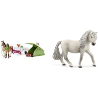 SCHLEICH 42533 Spielset - Horse Club Sarahs Campingausflug (Horse Club), Mix & 13942 Spielfigur -Islandpony Stute Horse Club Mehrfarbig