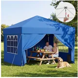 HOMALL Pavillon 3x3/3x6 m Faltpavillon Gartenpavillon Winterfest Pop Up Partyzelt, Wasserdicht Faltpavillon mit 4 Seitenteilen, Sandsäcke blau 300 cm