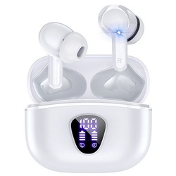 autolock Bluetooth Kopfhörer 5.3 In Ear Ohrhörer Stereo Kopfhörer wireless In-Ear-Kopfhörer (mit LED Ladestandsanzeige Kopfhörer Kabellos Stereo Kopfhörer) weiß