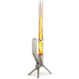gardenflare Feuerrohr – elegante Edelstahl Feuersäule und Pelletfackel - silber